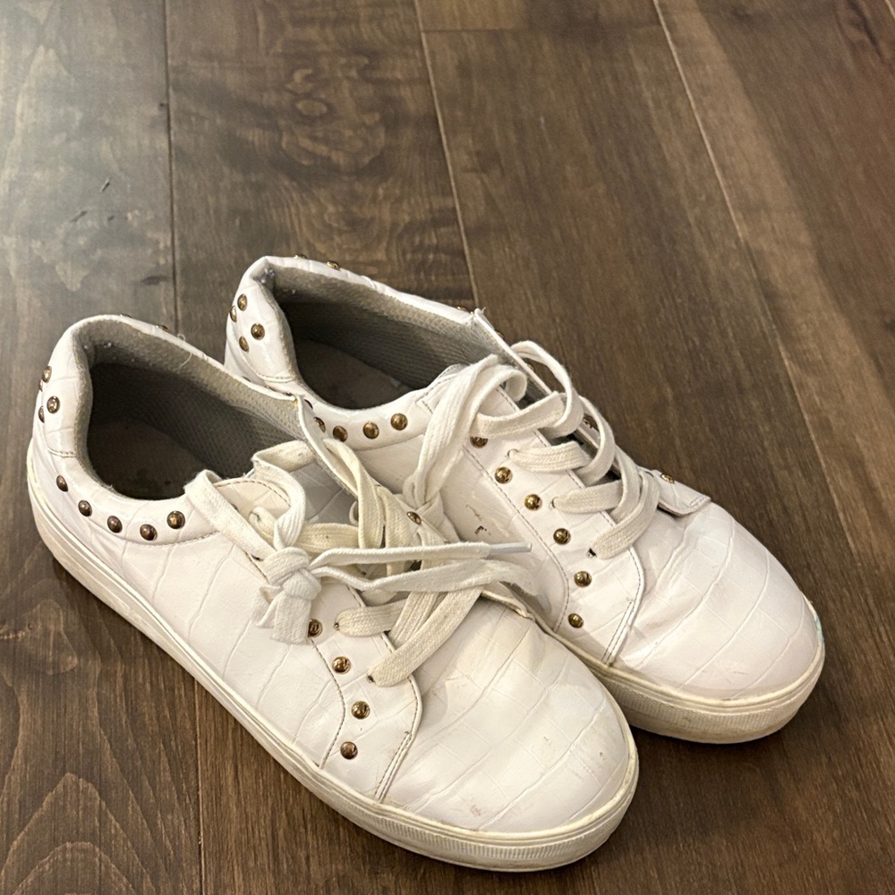 White Studded Women's Sneakers